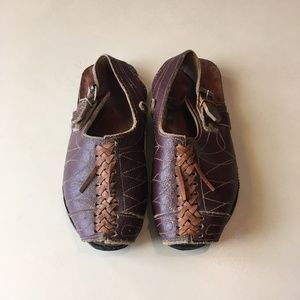 Vintage, Leather Upcycled Mexican Huaraches Lace-up Sandals